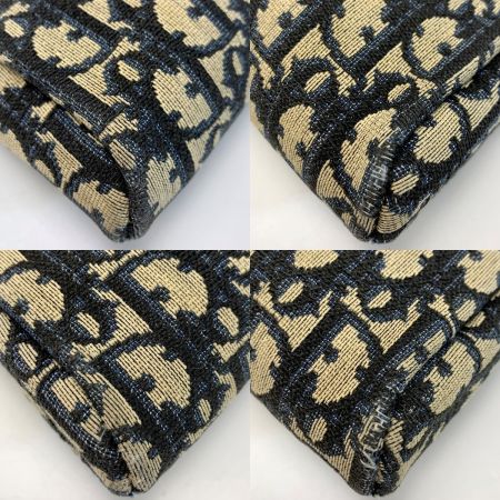  Christian Dior クリスチャンディオール トロッター キャンバス ネイビー コスメポーチ  レディース