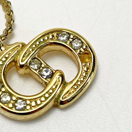  Christian Dior クリスチャンディオール CDロゴ ネックレス ゴールド ラインストーン GP レディース アクセサリー