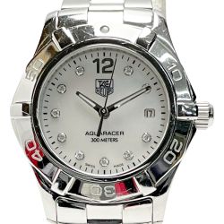 ☆☆ TAG HEUER タグホイヤー アクアレーサー WAF1415/CY9892 ホワイトシェル クォーツ 10Pダイヤ レディース 腕時計 Bランク