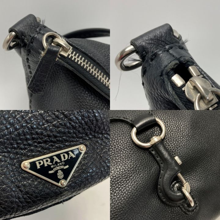 PRADA プラダ ロゴプレート ショルダーバッグ BR1995 ブラック レザー ワンショルダー ギャランティ有｜中古｜なんでもリサイクルビッグバン