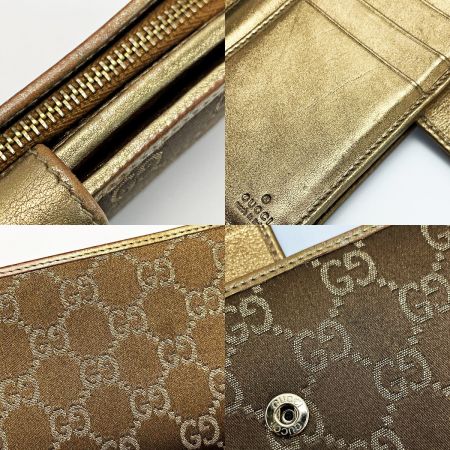  GUCCI グッチ GGキャンバス アビー 154256 ゴールド 2つ折り長財布 レザー レディース