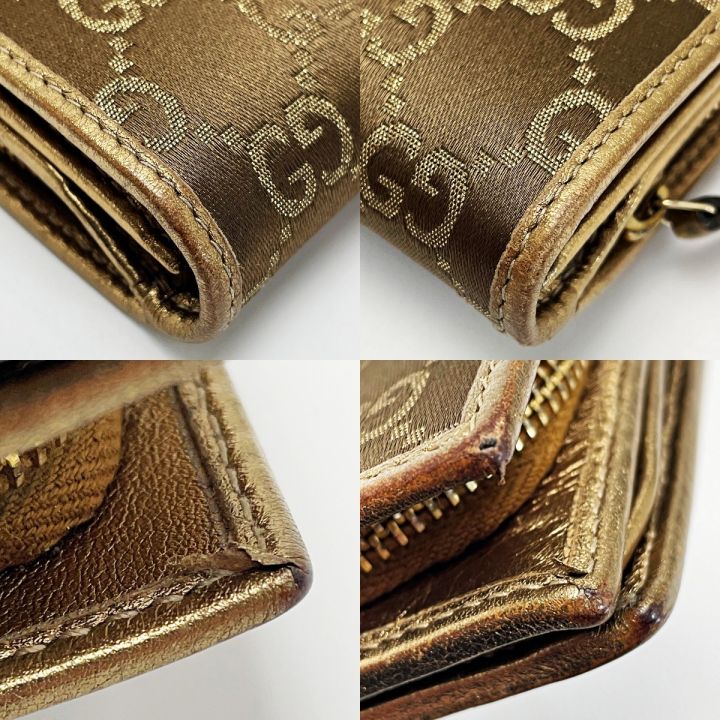 GUCCI グッチ GGキャンバス アビー 154256 ゴールド 2つ折り長財布 レザー レディース｜中古｜なんでもリサイクルビッグバン