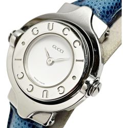 ☆☆ GUCCI グッチ バングルウォッチ GQ6600 シルバー系 クォーツ レザー ターンフェイス レディース 腕時計 Bランク