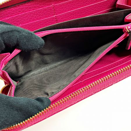  GUCCI グッチ GGプチマーモント 456117 ショッキングピンク ラウンドファスナー財布 レザー レディース 布袋有