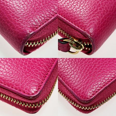  GUCCI グッチ GGプチマーモント 456117 ショッキングピンク ラウンドファスナー財布 レザー レディース 布袋有