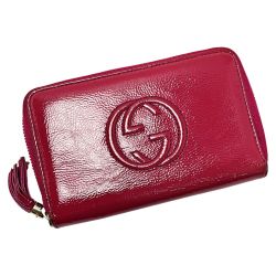 ☆☆ GUCCI グッチ インターロッキングG 351486 ピンク ラウンドファスナー財布 レザー レディース ゴールド金具 Bランク