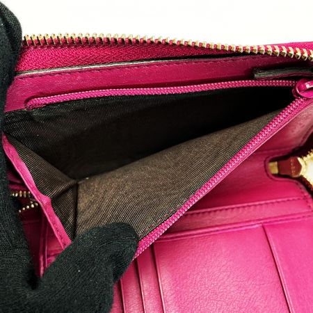  GUCCI グッチ インターロッキングG 351486 ピンク ラウンドファスナー財布 レザー レディース ゴールド金具