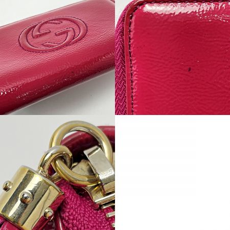  GUCCI グッチ インターロッキングG 351486 ピンク ラウンドファスナー財布 レザー レディース ゴールド金具
