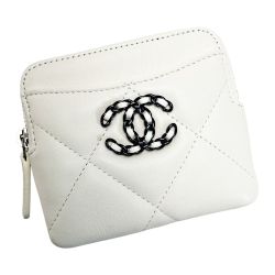 ☆☆ CHANEL シャネル マトラッセ AP2086 ホワイト ジップコインパース ラムスキン レディース シルバー金具 ギャランティカード有 Aランク