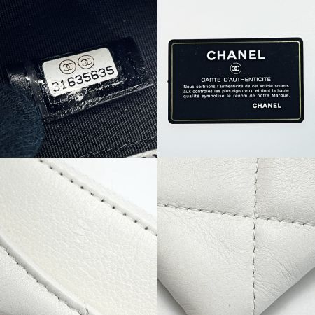  CHANEL シャネル マトラッセ AP2086 ホワイト ジップコインパース ラムスキン レディース シルバー金具 ギャランティカード有