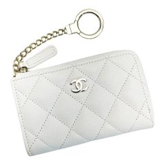 CHANEL シャネル マトラッセ AP0221 ホワイト ココマーク コインケース キーケース キャビアスキン ゴールド金具 ギャランティ有 Bランク