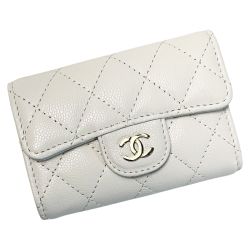 ☆☆ CHANEL シャネル マトラッセ ホワイト キーケース 4連 キャビアスキン レディース ゴールド金具 Aランク