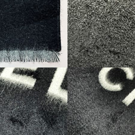  CHANEL シャネル ストール ブラック×ホワイト ココマーク カシミヤ100% レディース