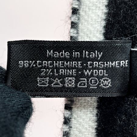  CHANEL シャネル バイカラー ストール ブラック×ホワイト ココマーク カシミア98% ウール2％ レディース