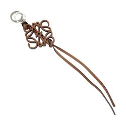 ☆☆ LOEWE ロエベ アナグラム バッグチャーム C621232X83 ブラウン レザー キーホルダー Aランク