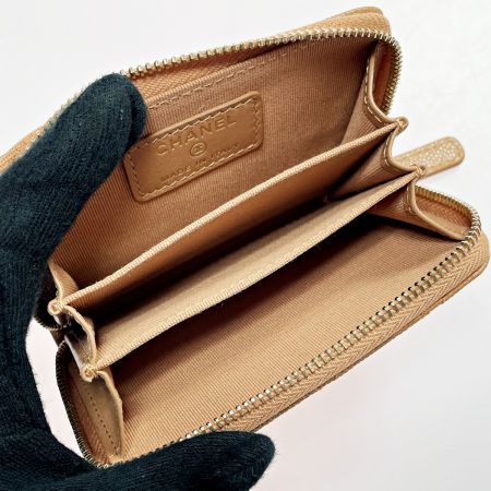  CHANEL シャネル クラシック ブラウン ジップコインパース キャビアスキン レディース ゴールド金具