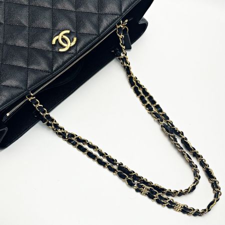  CHANEL シャネル マトラッセ AS3634 ブラック チェーントートバッグ キャビアスキン レディース ゴールド金具