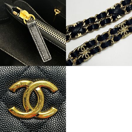  CHANEL シャネル マトラッセ AS3634 ブラック チェーントートバッグ キャビアスキン レディース ゴールド金具