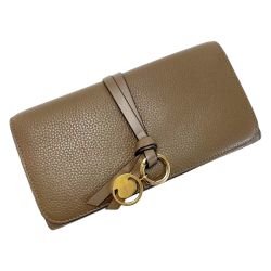 ☆☆ Chloe クロエ ロゴプレート ブラウン 長財布 レディース ゴールド金具 Bランク