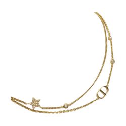 ☆☆ Christian Dior クリスチャンディオール Petit CD ダブルネックレス PETIT CD Double ゴールド GP×ラインストーン 箱・布袋有 Aランク