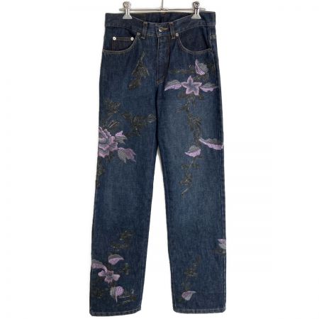  GUCCI グッチ デニム パンツ フラワー刺繍 ﾌﾗﾜｰ刺繍 インディゴ サイズ 38 レディース