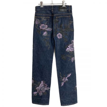  GUCCI グッチ デニム パンツ フラワー刺繍 ﾌﾗﾜｰ刺繍 インディゴ サイズ 38 レディース