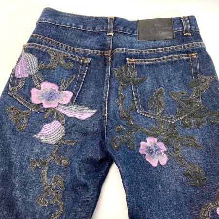  GUCCI グッチ デニム パンツ フラワー刺繍 ﾌﾗﾜｰ刺繍 インディゴ サイズ 38 レディース