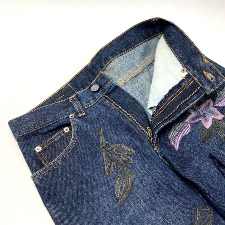  GUCCI グッチ デニム パンツ フラワー刺繍 ﾌﾗﾜｰ刺繍 インディゴ サイズ 38 レディース
