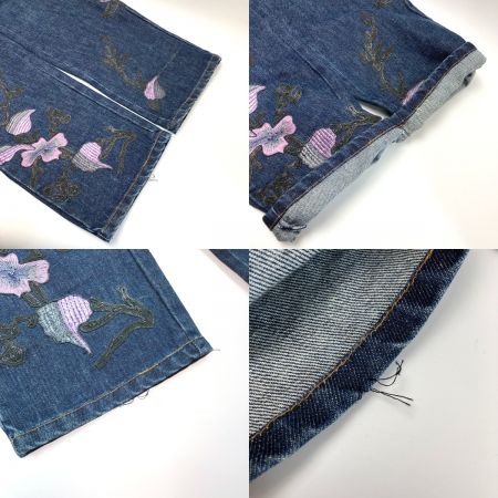  GUCCI グッチ デニム パンツ フラワー刺繍 ﾌﾗﾜｰ刺繍 インディゴ サイズ 38 レディース
