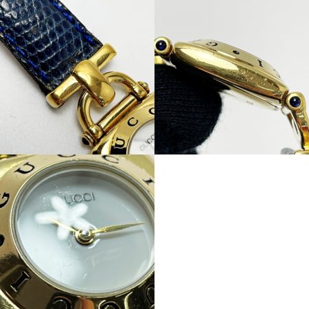  GUCCI グッチ ホースビット ロゴベゼル 6300L ホワイト×ゴールド クォーツ レディース 腕時計