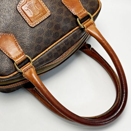  CELINE セリーヌ マカダム柄 ブラウン ハンドバッグ ミニボストンバッグ PVC×レザー レディース ゴールド金具