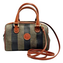 ☆☆ FENDI フェンディ ペカン ブラウン ミニボストンバッグ レディース ゴールド金具 ストラップ有 Cランク