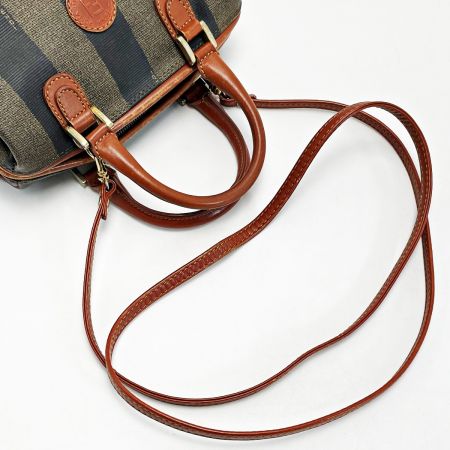  FENDI フェンディ ペカン ブラウン ミニボストンバッグ レディース ゴールド金具 ストラップ有