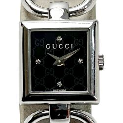 ☆☆ GUCCI グッチ トルナヴォーニ 120 4Pダイヤ シルバー×ブラック クォーツ レディース 腕時計 箱・説明書有 Bランク