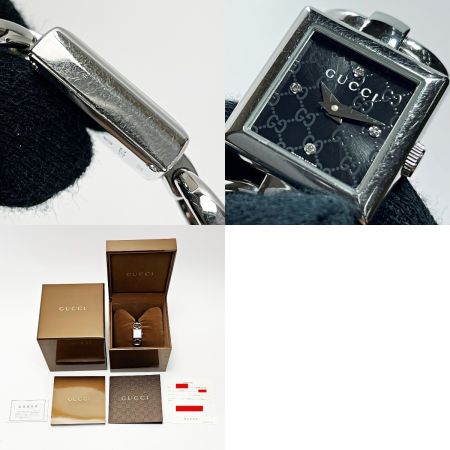  GUCCI グッチ トルナヴォーニ 120 4Pダイヤ シルバー×ブラック クォーツ レディース 腕時計 箱・説明書有