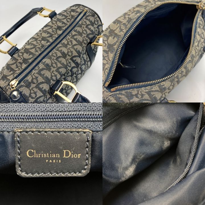 Christian Dior クリスチャンディオール トロッター ハンドバッグ ミニボストンバッグ ゴールド金具 ネイビー  キャンバス×レザー｜中古｜なんでもリサイクルビッグバン