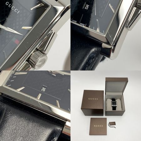  GUCCI グッチ Gタイムレス レクタンブル 138.4 ブラック クォーツ メンズ 腕時計 箱・取説有