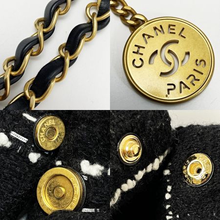  CHANEL シャネル シャネル22 ブラック×ホワイト ショルダーバッグ ハンドバッグ ツイード レディース ポーチ有