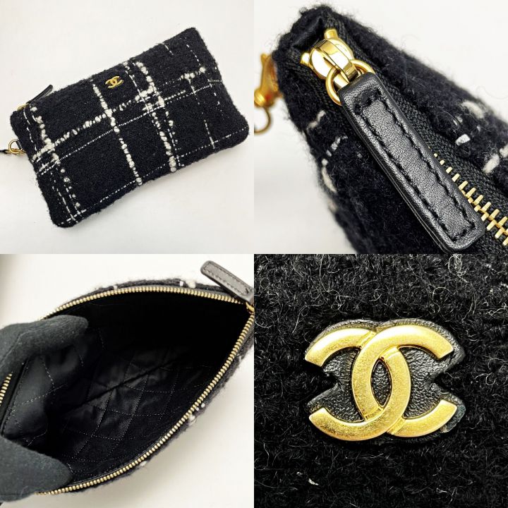 CHANEL シャネル シャネル22 ブラック×ホワイト ショルダーバッグ ハンドバッグ ツイード レディース  ポーチ有｜中古｜なんでもリサイクルビッグバン