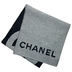 ☆☆ CHANEL シャネル ストール ブラック系 ギンガムチェック ウール×カシミヤ レディース Aランク
