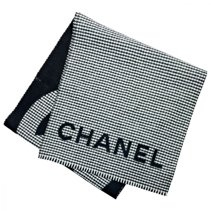 CHANEL シャネル ストール ブラック系 ギンガムチェック ウール×カシミヤ レディース｜中古｜なんでもリサイクルビッグバン