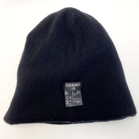  CHANEL シャネル ニットキャップ ウール70×カシミヤ30 ブラック ブラック