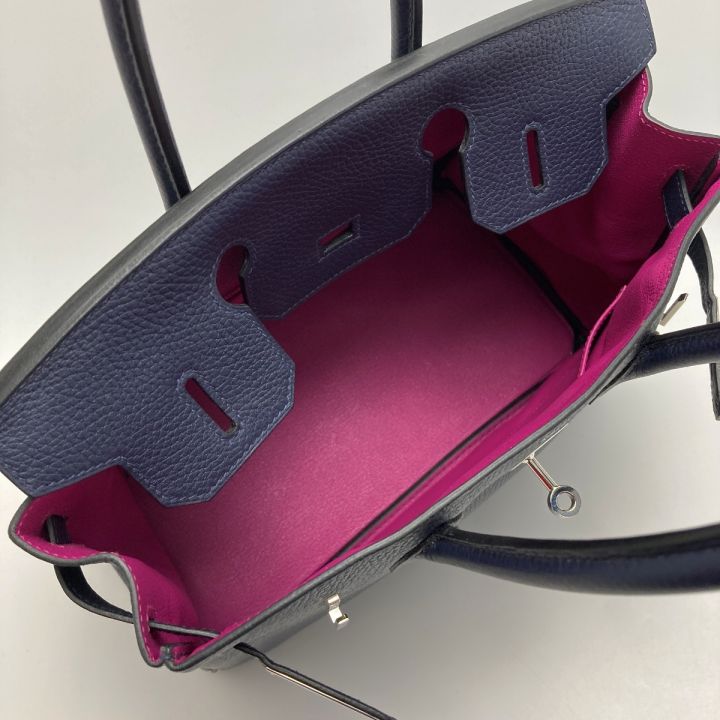 HERMES エルメス バーキン30 ヴェルソ ハンドバッグ ブルーニュイ C