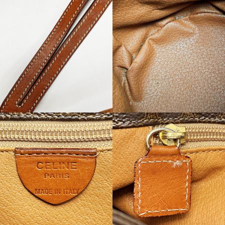  CELINE セリーヌ マカダム柄 T06 ブラウン リュック ヴィンテージ PVC×レザー レディース ゴールド金具