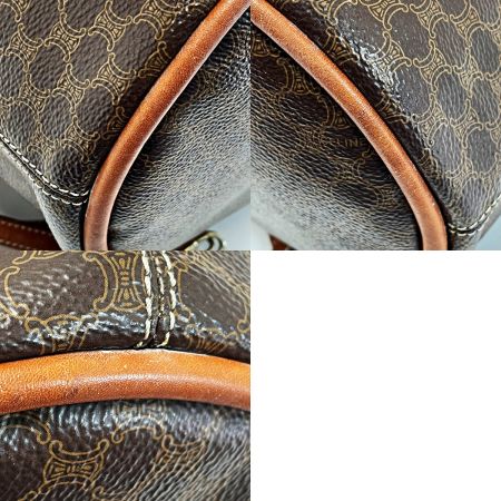  CELINE セリーヌ マカダム柄 T06 ブラウン リュック ヴィンテージ PVC×レザー レディース ゴールド金具