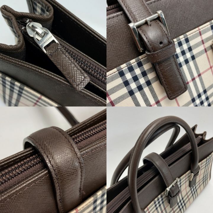 BURBERRY バーバリー ノバチェック トートバッグ ベージュ×ブラウン キャンバス/レザー ハンドバッグ｜中古｜なんでもリサイクルビッグバン