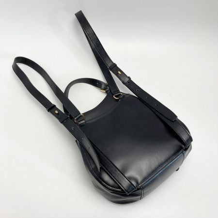  CELINE セリーヌ ロゴ型押し リュックサック MC96 ブラック レザー 巾着 ドローストリング バックパック