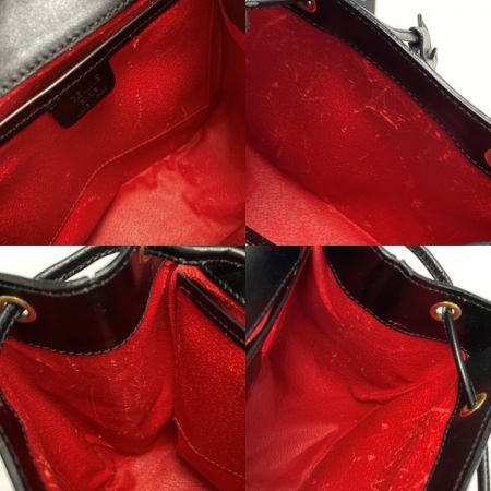  CELINE セリーヌ ロゴ型押し リュックサック MC96 ブラック レザー 巾着 ドローストリング バックパック