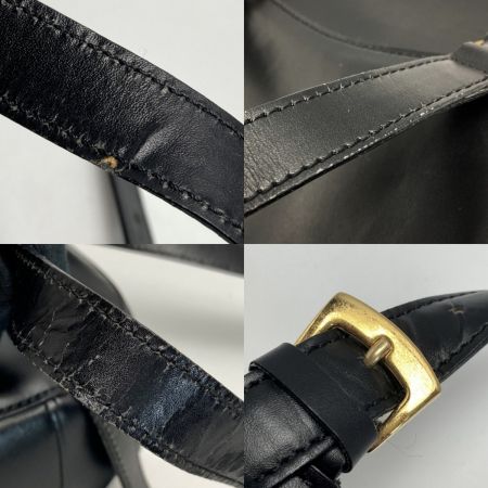  CELINE セリーヌ ロゴ型押し リュックサック MC96 ブラック レザー 巾着 ドローストリング バックパック