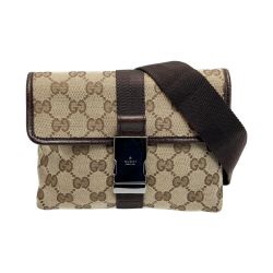 ☆☆ GUCCI グッチ GGキャンバス ボディバッグ 131236 キャンバス×レザー ウエストバッグ 布袋有 Bランク